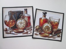 Set of 2 x THE OLD TIMER VINTAGE WHISKEY  Hand Made Card  Toppers Set 2