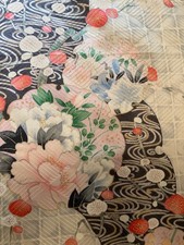 @@ scraps, Japanese kimono silk fabric / smooth weave, white base C61