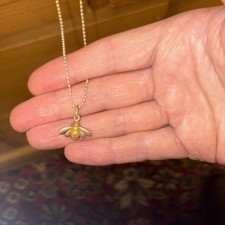 pure origins-Solid Silver necklace-bumble bee & flowers Design Lovely 58 cm