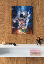 Spaceman Space Nasa Alien Art Retro Canvas Print Framed A3 Ready to Hang UK