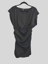 Elizabeth & James Black Silk Blend Ruched Short Sleeve Dress Size 8