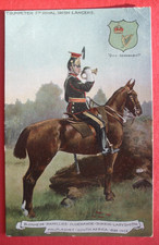 Old Military Army P/C TRUMPETER 5th ROYAL IRISH LANCERS BATTLE HONOURS CAVALRY
