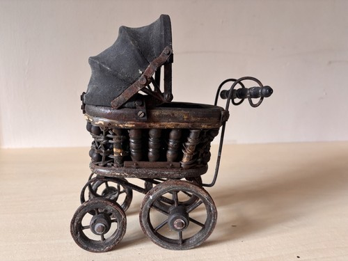 Antique miniature baby pram - miniature,