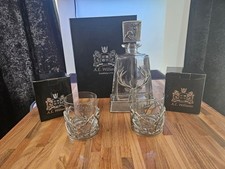 A.E WILLIAMS STUNNING PEWTER STAG DECANTER AND STAG TUMBLER GLASSES