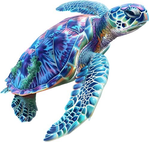 Colourful sea turtle wall art - turtle,
