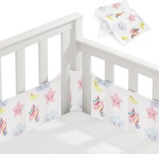 Vicloon Cot Bumper, 2Pcs Breathable Mesh Liner, Crib Rail Cover Unicorn 
