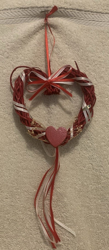 Red wicker heart shaped - red,