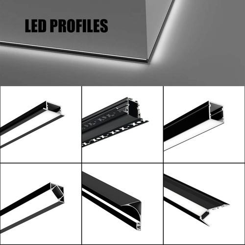 Black aluminium led strip - black,