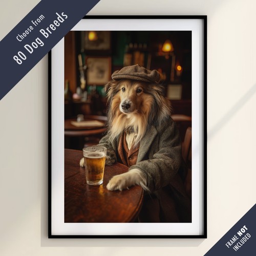Funny dog drinking beer - drinking, at