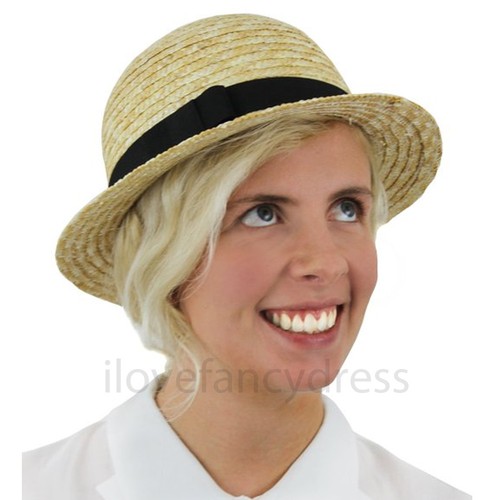 Round top straw boater - top,