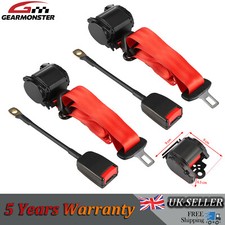 2X Universal 3 Point Inertia Seat Belts Retractable Car Safety Belt Wire Buckle