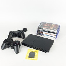 Sony Playstation 2 PS2 Slim Console Family Bundle - 5 Games Memory Card 2 x Pads