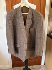 Gurteen Mens Vintage Brown Check Wool Blend Tweed Style Blazer Jacket Size 50S