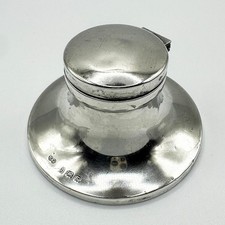 ANTIQUE CAPSTAN INKWELL STERLING SILVER BIRMINGHAM 1916 MARSON & JONES
