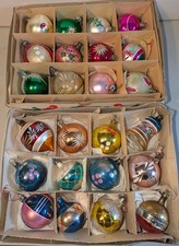 24 Vintage Glass Christmas Baubles - Hand Painted, Glitter, Etc