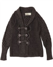 ARANCRAFTS Womens Cardigan Sweater UK 16 Large Grey Merino Wool DK05