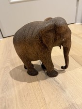 Detailed Hand Carved Wooden African Elephant Bull Africa Safari Animal All Wood