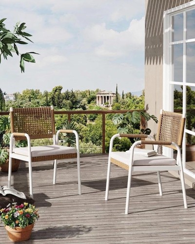 Wicker patio chair set 2 - wicker,