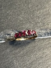 Edwardian 9ct Gold Five Stone Ring Ruby/Garnet US5 UK J½ – No Reserve Antique