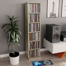 CD Cabinet Sonoma Oak 21x20x88 cm Engineered Wood Compact Media Storage