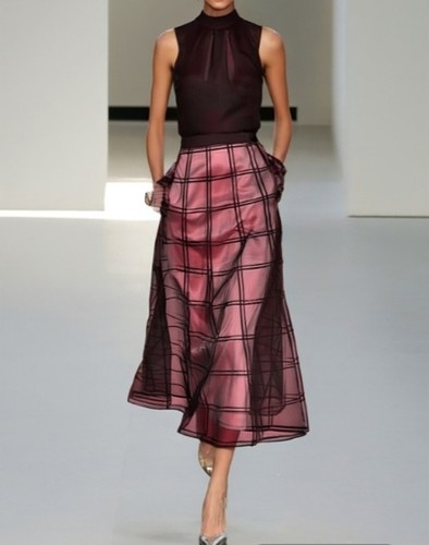 Wine red organza plaid - organza,