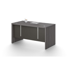 Modern Grey Oak Executive Office Desk with Optional Pedestal & Desk High Return