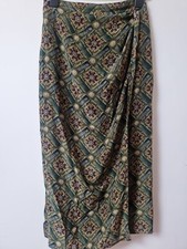 Theomiles Silk Boho Hippie Vintage Retro Wrap Long Skirt Size 8