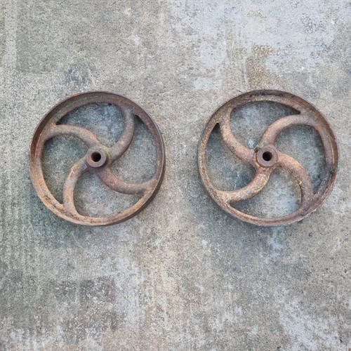 Pair cast iron wheels - pair, of