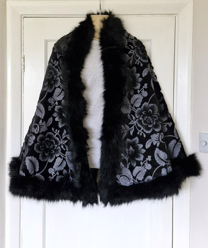 Black gray wrap faux fur - wrap,