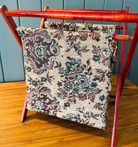 Vintage tapestry magazine rack - magazine,