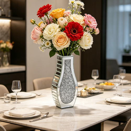 Crushed diamond mirror table - crushed,