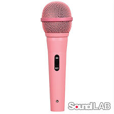 Soundlab Dynamic Vocal DJ Music Karaoke Pink Microphone & 3m XLR to 6.35mm Lead 