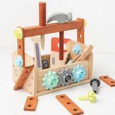 Wooden Kids Tool Set Wooden Tool Toy Nuts and Bolts Screw Driver Toolbox Toolbox
