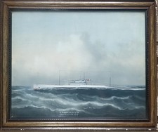 1919 H.M Submarine L15 WW1 Oil Painting Military Nautical China Station Seascape