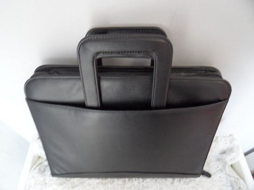 Briefcase black leather - black,