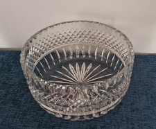 Vintage Clear Large Heavy Diamond Cut Glass Fruit / Trifle Bowl 