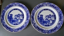 Two Ringtons Willow Pattern 10" Dinner Plates by Wade Ceramics