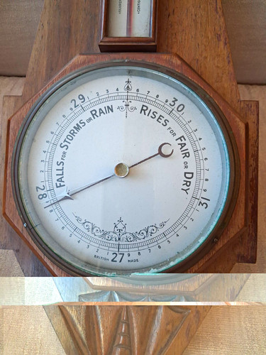 Wooden wall barometer with - wall,