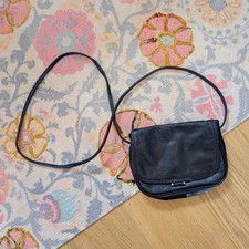 Vintage Debenhams Black Genuine Leather Mini Crossbody Bag Vtg