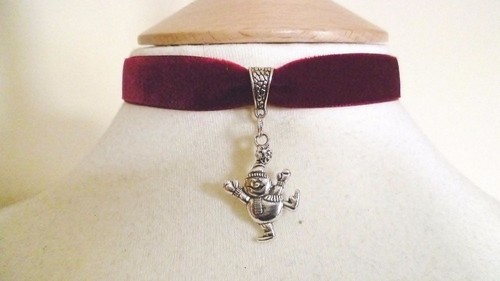 Red velvet snowman choker - snowman, 16