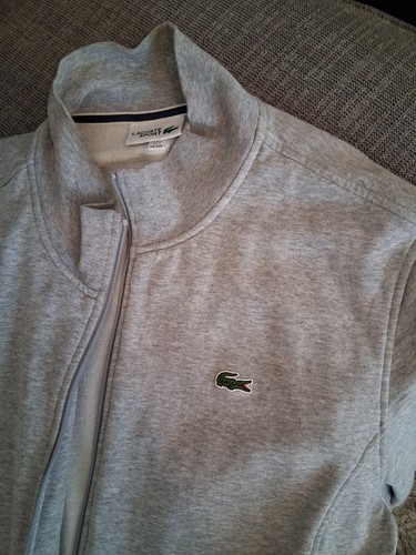 Lacoste grey tracksuit top - tracksuit,