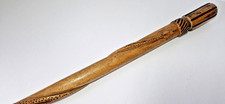 VINTAGE HAND CARVED WOODEN SNAKE WALKING STICK 34"