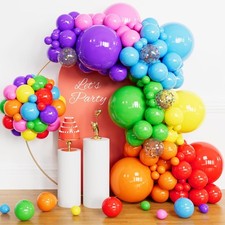 Rainbow Balloon Arch Kit, 165 Pcs Assorted Color Different Sizes Party Balloons