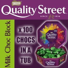 100 MILK CHOC BLOCK In Tub Quality Street Chocs Xmas Birthday Present Tin