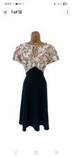 The House Of Foxy Size 10/12 1930’s Tea Dress Midi Green Floral Print Made In UK