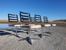 A Set Of Six Chrome And Lucite