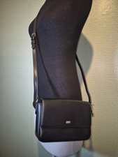 Ladies DKNY genuine 100% Cows Leather Cross Body Black Bag. Long Strap Christmas