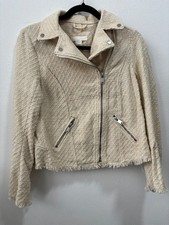 H&M cream tweed biker jacket