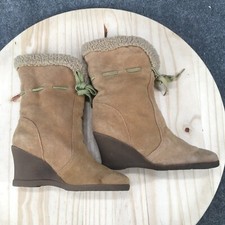 Markon Boots Womens 9 M Meryl Mid Shearling Winter Booties Heels Brown Suede