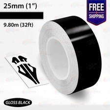 GLOSS BLACK 25mm PIN STRIPE Car Model Motorcycle Decal TAPE Vinyl Sticker 1"